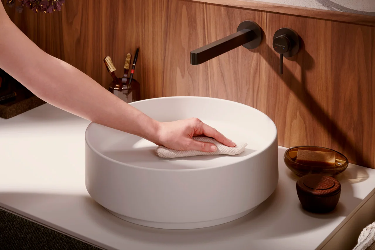 Hansgrohe Aufsatzwaschtisch Xuniva Evo S, Sandbeige Matt, 400x400x120 mm, Beckeninnenhöhe 65 mm