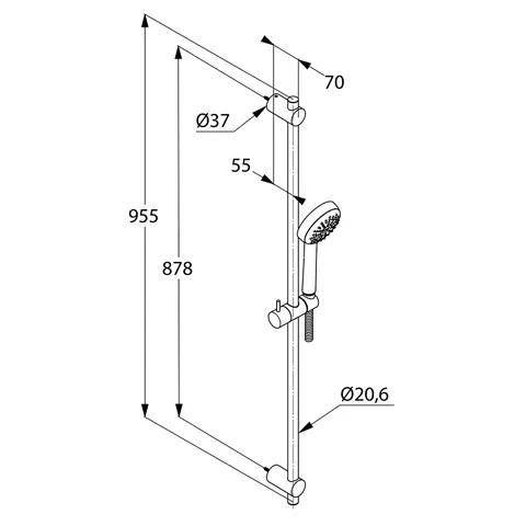 Kludi LOGO NEO BRAUSEN LOGO BON, Kludi LOGO 1S Brause-Set mit Metallwandstange 955MM chrom