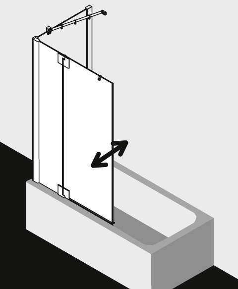 PASA XP PXDTR Pendelflügel mit Festfeld rechts, Höhe 1500 mm, Breitenverstellmaß 770-800 mm, Farbe Silber Mattglanz, Glas ESG Klar