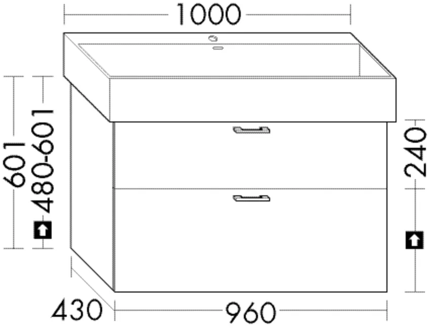 Waschtischunterschrank Sys30 von burgbad - 960 mm breit, 430 mm tief, 601 mm hoch, 1 Schublade oben (300 mm), 1 Auszug unten (350 mm) Waschtischunterschrank Sys30 von burgbad - 960 mm breit, 430 mm tief, 601 mm hoch, 1 Schublade oben (300 mm), 1 Auszug unten (350 mm)