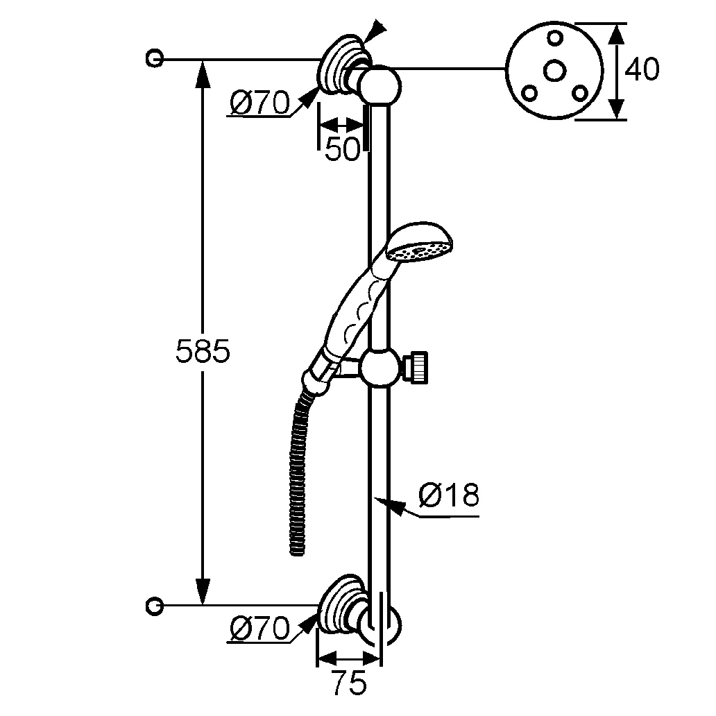 Kludi 1926 Duschgarnitur Wandstange 600mm chrom Kludi 1926 Duschgarnitur Wandstange 600mm chrom