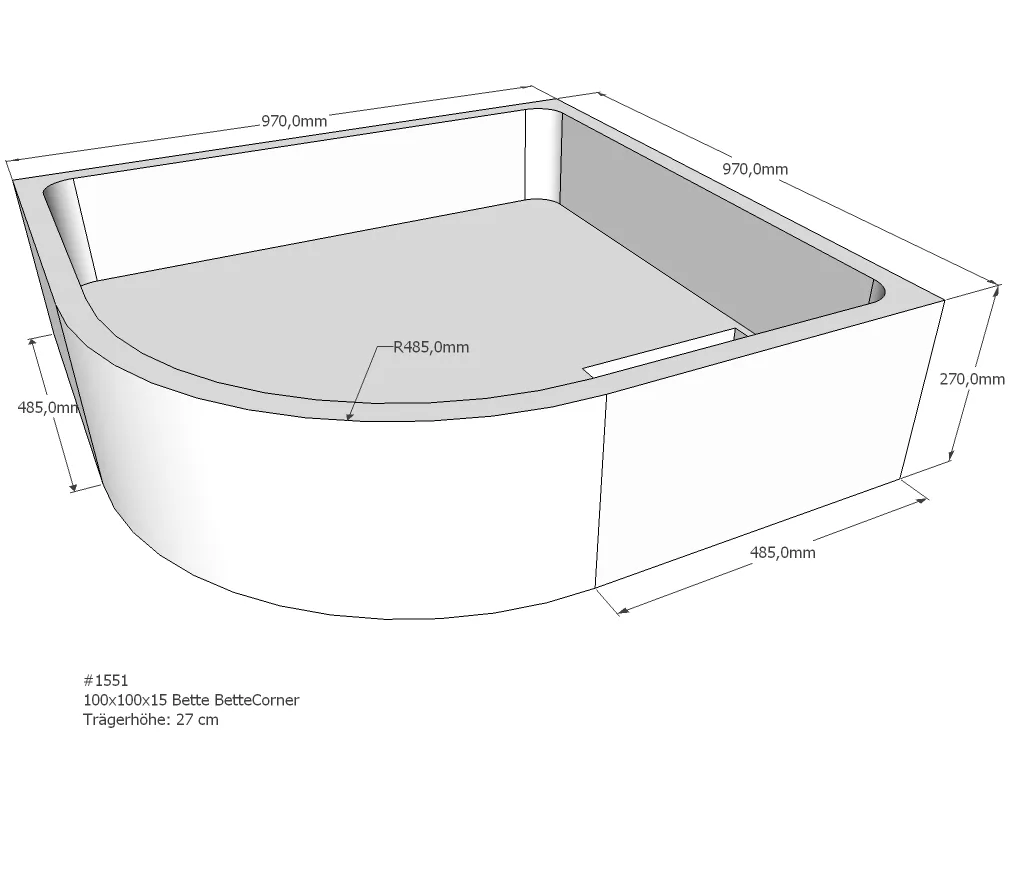 Duschwannenträger passend für Bette 140 × 70 × 2,5 cm