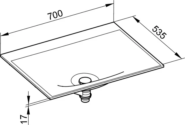 KEUCO Einbauwaschtisch „Edition 11“, ohne Hahnlochbohrung, Becken mittig in Weiß, 700 × 535 × 17 mm