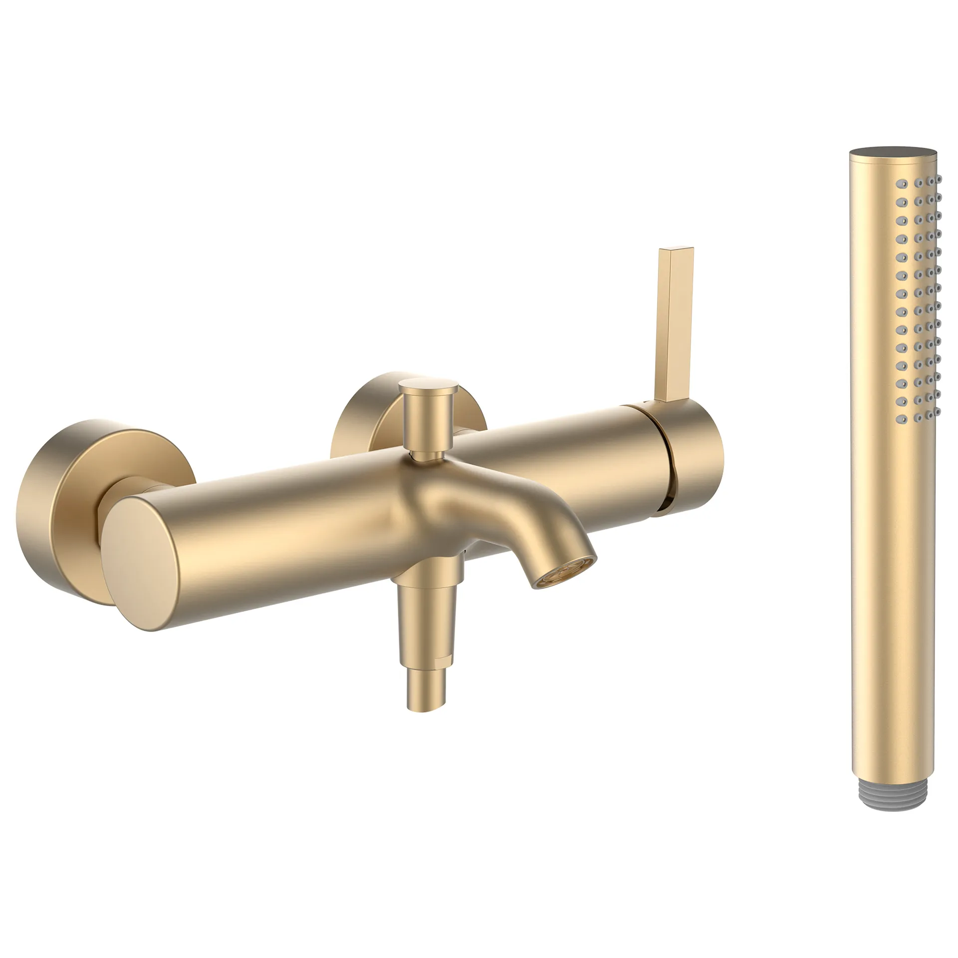 Einhebel-Wannenmischer Aufputz Kartell mit Zubehör Kunststoffschlauch 1800 mm und Handbrause TwinStick PVD Blassgold matt Einhebel-Wannenmischer Aufputz Kartell mit Zubehör Kunststoffschlauch 1800 mm und Handbrause TwinStick PVD Blassgold matt