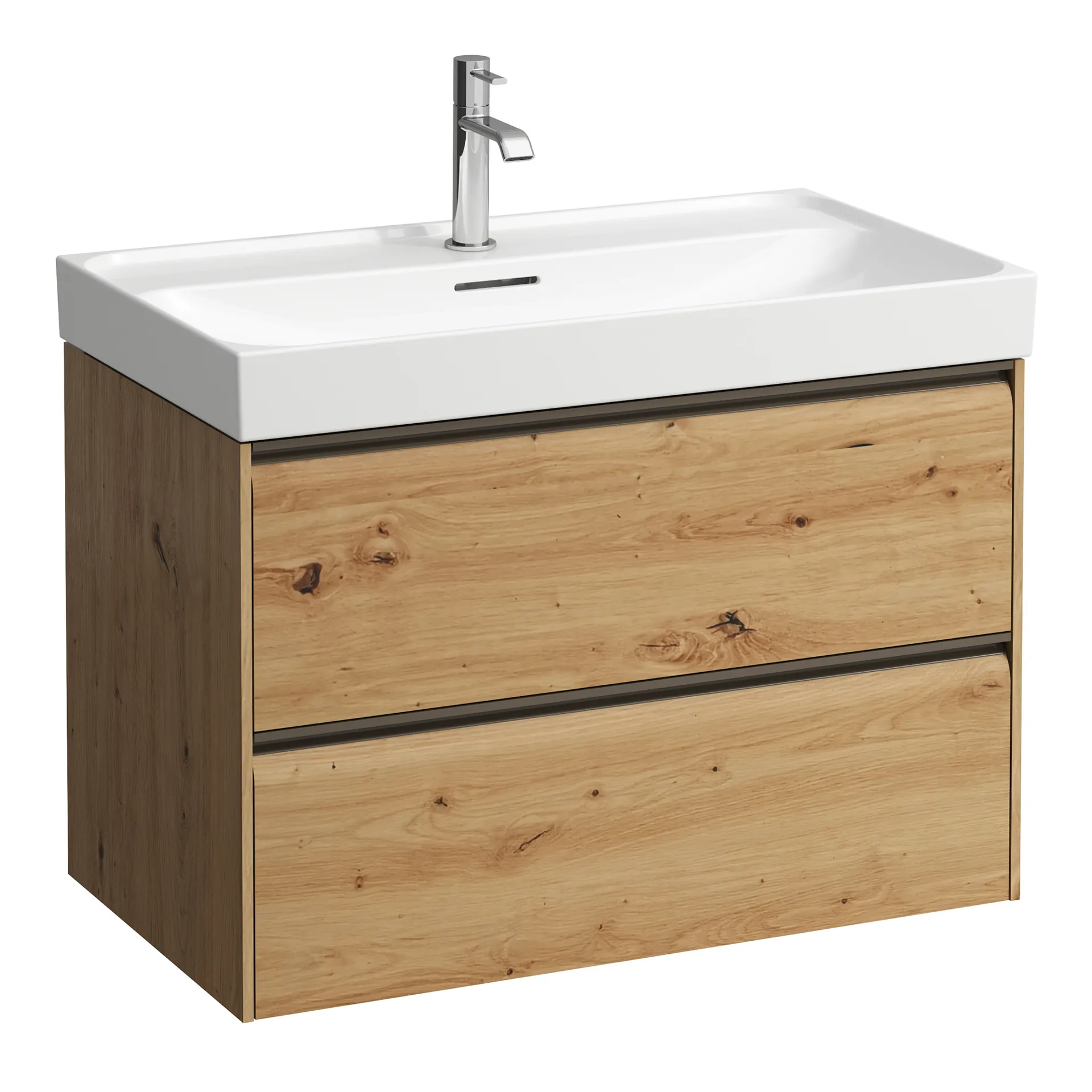Laufen Waschtischunterbau MEDA Wildeiche 448x784x515 mm mit 2 Schubladen und integrierter Griffleiste für Waschtisch H810117