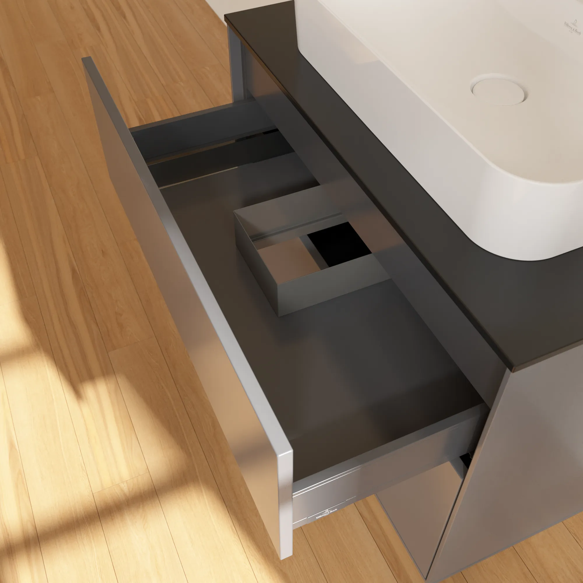 Villeroy & Boch Waschbeckenunterschrank Finion G34, Anthracite Matt Lacquer, 800x603x501 mm, mit Beleuchtung und SoftClosing