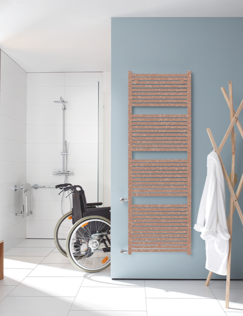Zehnder Design-Heizkörper „Toga“ für Warmwasser-Zentralheizung oder gemischten Betrieb 50 × 176 cm in Terracotta Faded