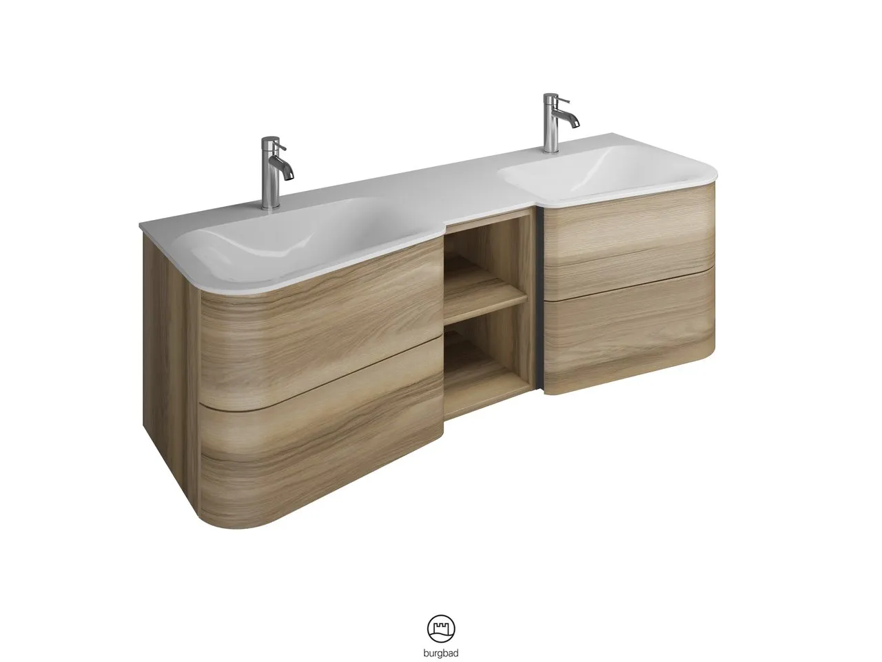 burgbad Badmöbelset „Badu“ Griffleiste, Anthrazit eloxiert, in Frassino Dekor burgbad Badmöbelset „Badu“ Griffleiste, Anthrazit eloxiert, in Frassino Dekor