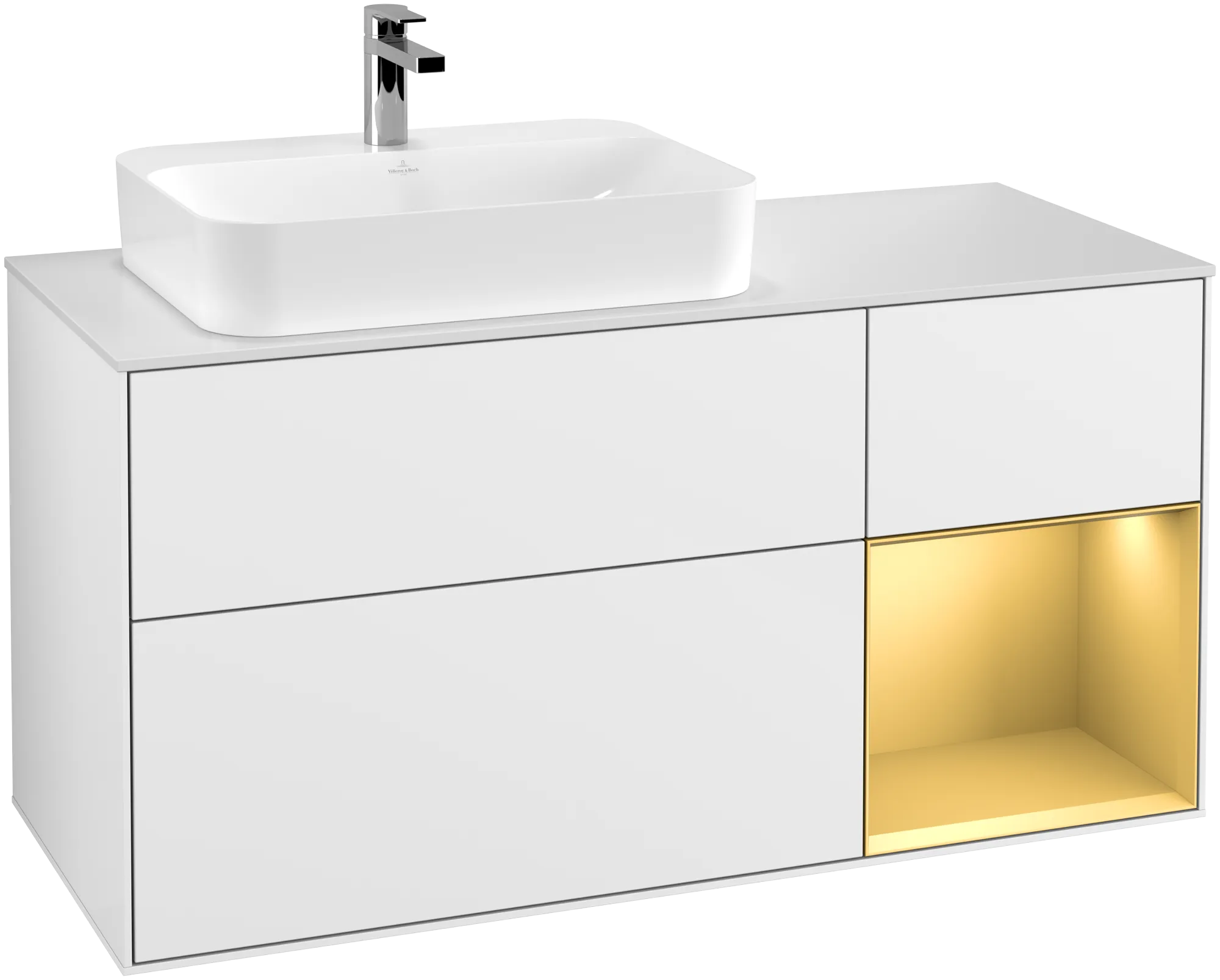 Villeroy & Boch Finion Waschbeckenunterschrank G40, 1200x603x501mm, Eckig, Beleuchtet, links