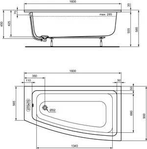 Ideal Standard Badewanne „i.life“ 90 × 160 cm