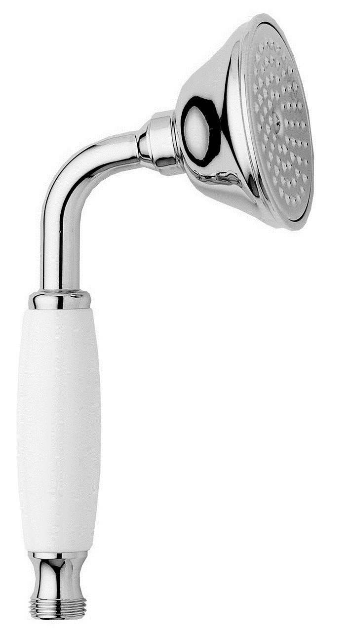 Handbrause AqvaRetro II - 1-strahlig - Messingkörper - weißer Kunststoffgriff - chrom Handbrause AqvaRetro II - 1-strahlig - Messingkörper - weißer Kunststoffgriff - chrom