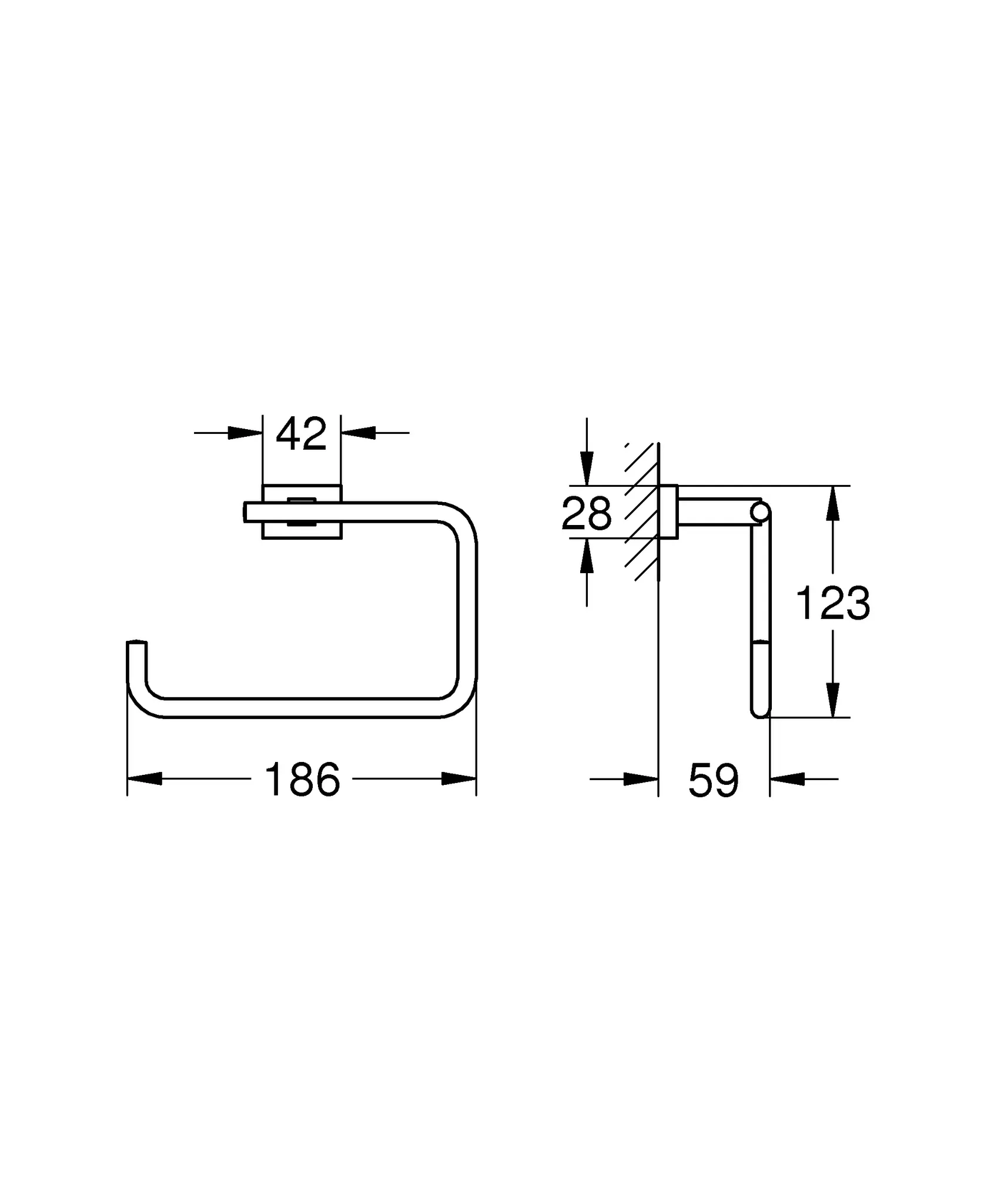 Grohe Handtuchring Essentials Cube in hard graphite gebürstet