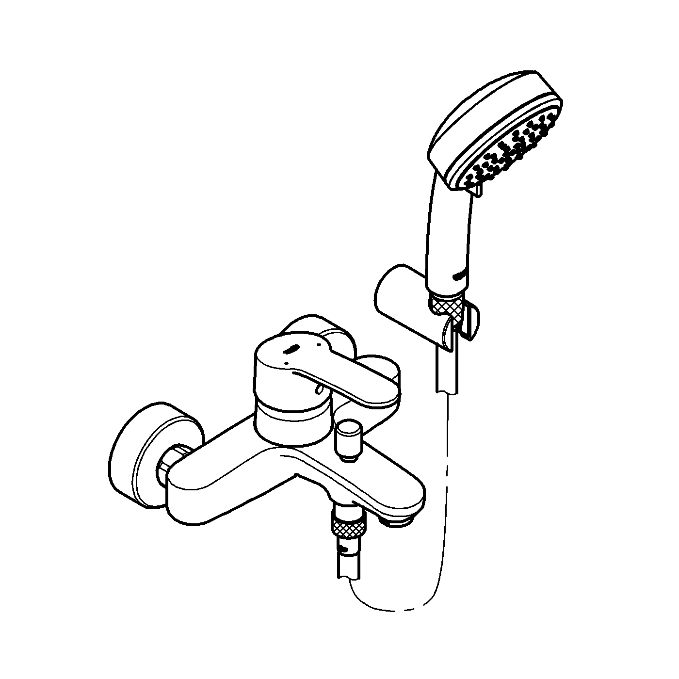 Einhand-Wannenbatterie Eurostyle Cosmopolitan 33592_2, Wandmontage, mit Brausegarnitur, eigensicher, chrom