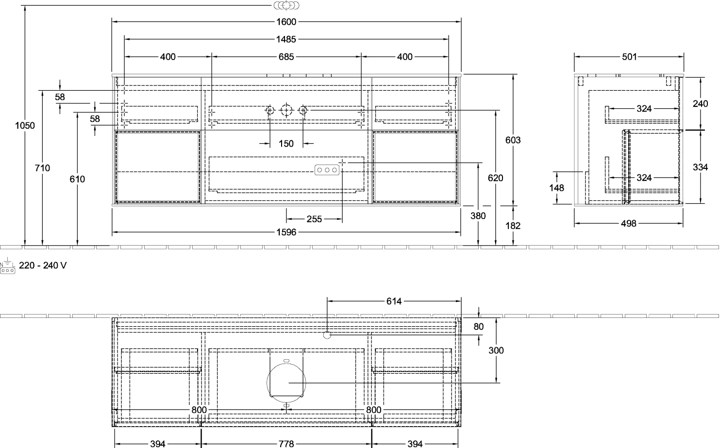 Villeroy & Boch Finion Waschbeckenunterschrank G98 1600x603x501mm