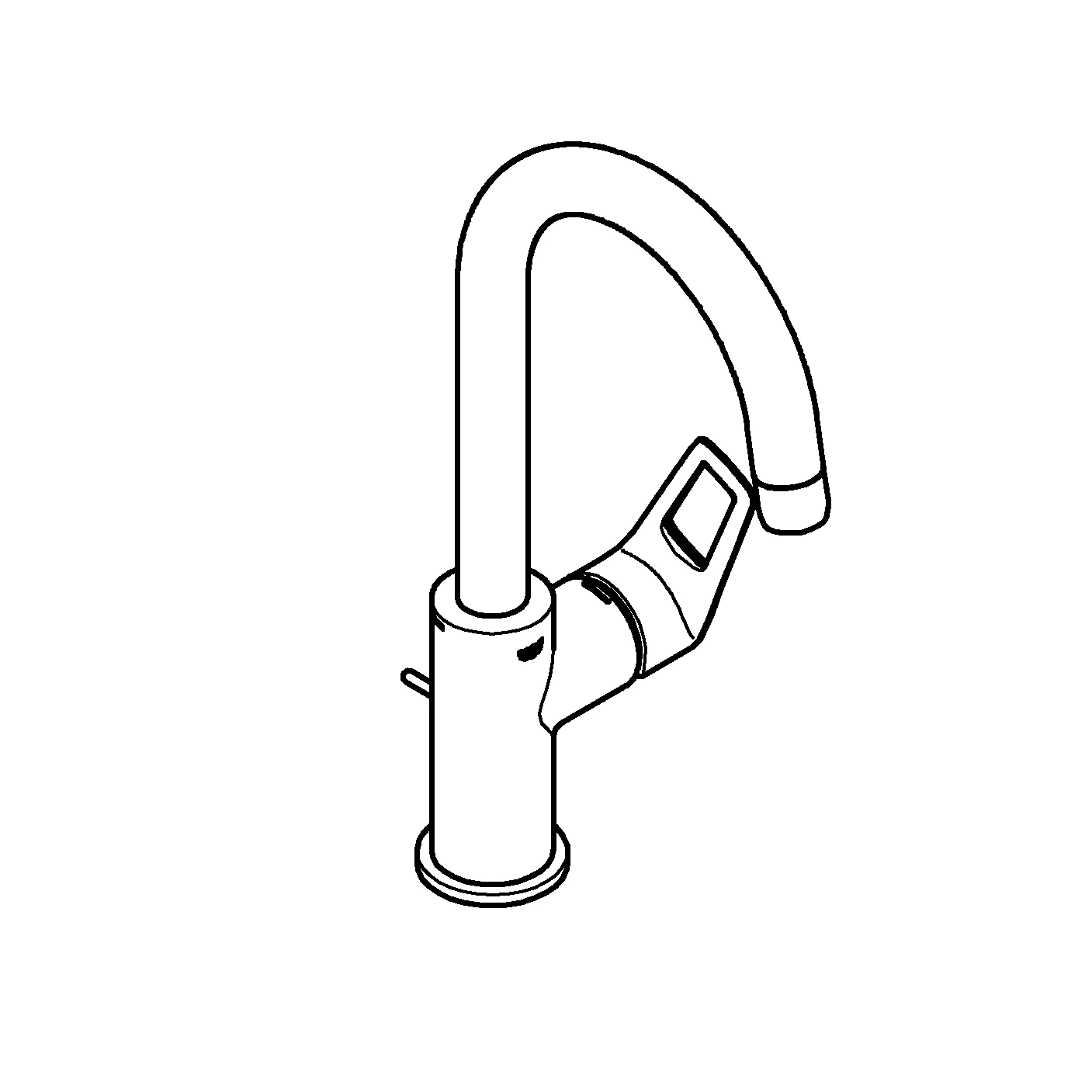 Einhand-Waschtischbatterie BauLoop 23763_1, L-Size, Einlochmontage, mit Temperaturbegrenzer, EcoJoy Mousseur 5,7 l/min, Zugstangen-Ablaufgarnitur aus Kunststoff 1 1/4″, chrom