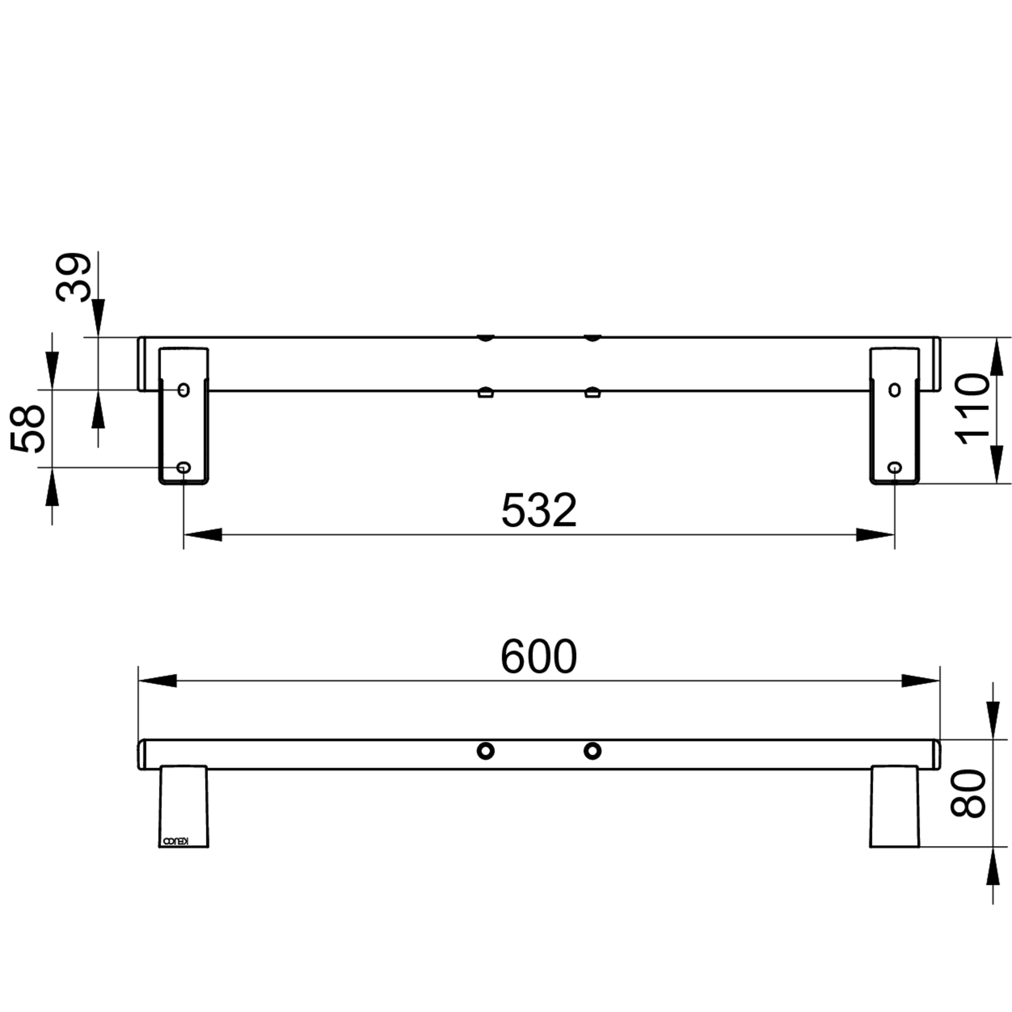 KEUCO Universalartikel Wandstange für Rückenstütze 600 mm schwarz matt KEUCO Universalartikel Wandstange für Rückenstütze 600 mm schwarz matt
