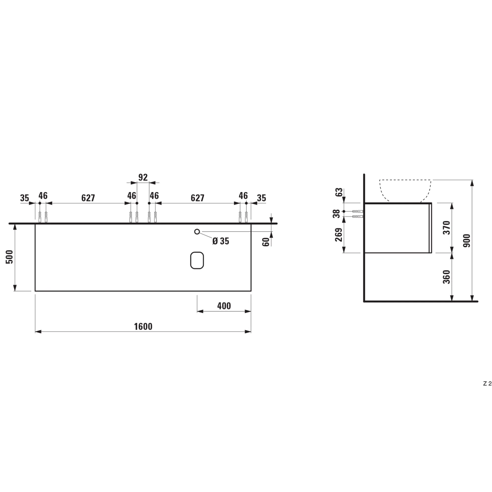 Laufen Schubladenelement ILBAGNOALESSI 500x1600x370, Marrone Naturale Top Laufen Schubladenelement ILBAGNOALESSI 500x1600x370, Marrone Naturale Top