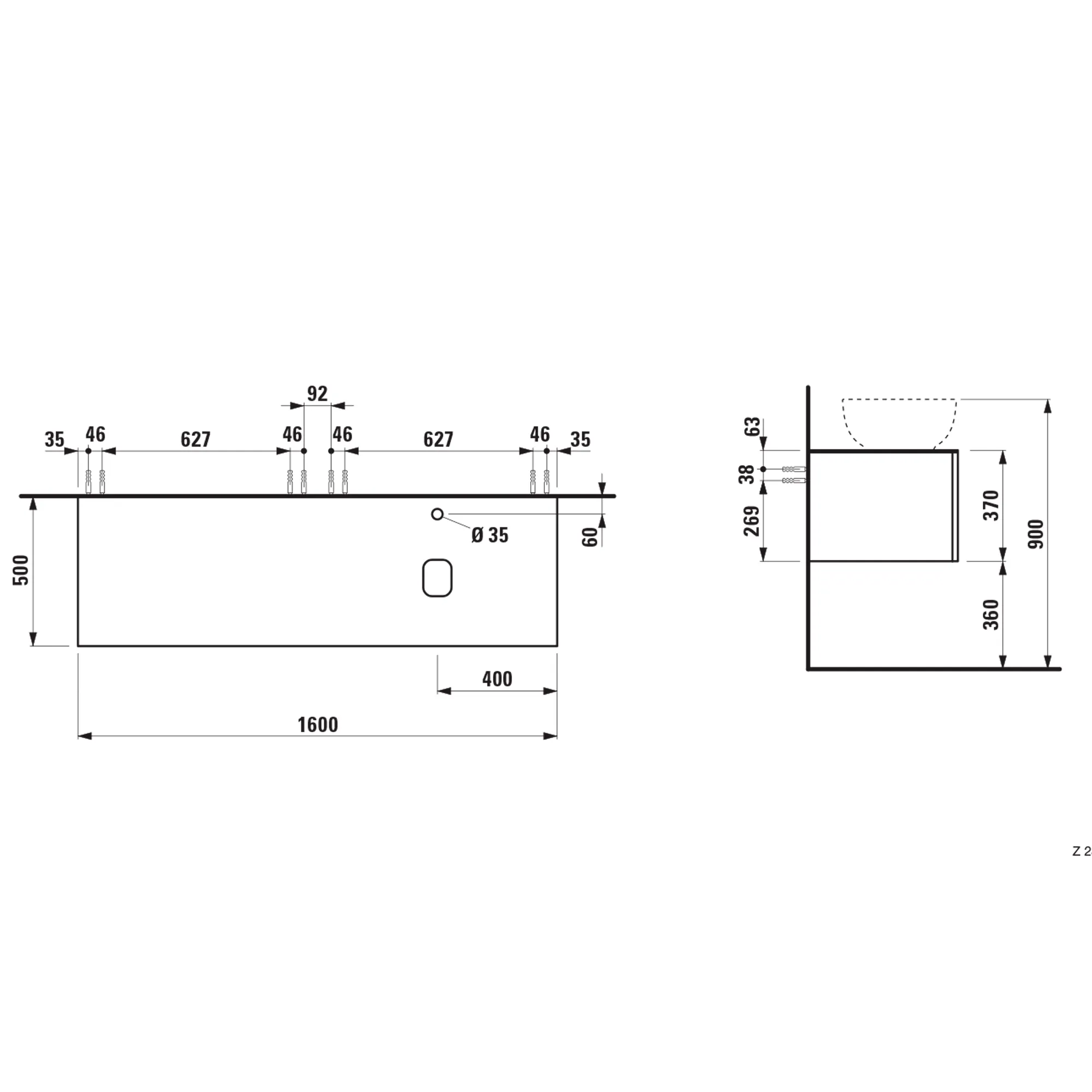 Schubladenelement (WT-Unterbau+WT-Platte) ILBAGNOALESSI 500x1600x370 2 Schubladen integrierte versteckte Griffe seitlich Vollauszug Soft-Close Ausschnitt rechts Marrone Naturale Top inkl. gebohrtes Hahnloch passend zu Waschtisch H818974 Weiß matt Schubladenelement (WT-Unterbau+WT-Platte) ILBAGNOALESSI 500x1600x370 2 Schubladen integrierte versteckte Griffe seitlich Vollauszug Soft-Close Ausschnitt rechts Marrone Naturale Top inkl. gebohrtes Hahnloch passend zu Waschtisch H818974 Weiß matt