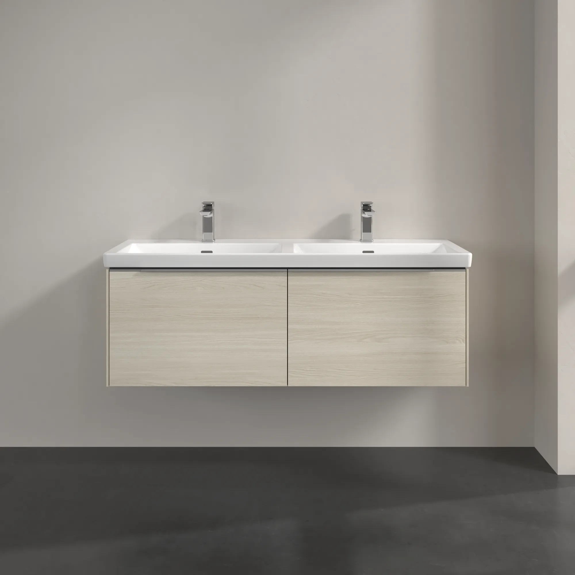 Villeroy & Boch Waschtischunterschrank „Subway 3.0“ für Schrank-Doppelwaschtisch 127,2 × 42,9 × 47,8 × 47,8 cm 2 Auszüge, Waschbecken mittig, mittig