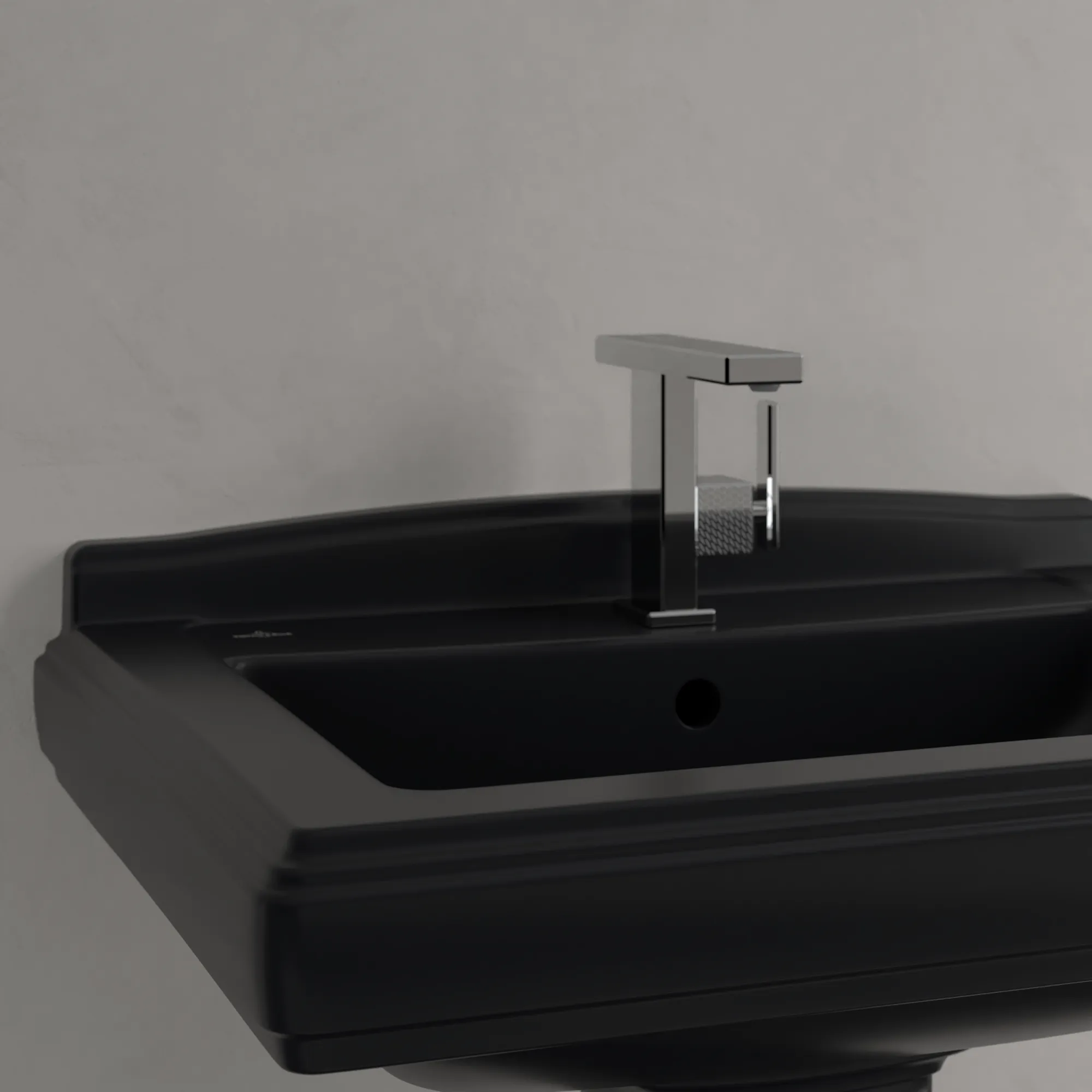 Villeroy & Boch Wandwaschtisch „Hommage“ 750 × 580 × 270 mm in Pure Black, mit CeramicPlus Villeroy & Boch Wandwaschtisch „Hommage“ 750 × 580 × 270 mm in Pure Black, mit CeramicPlus