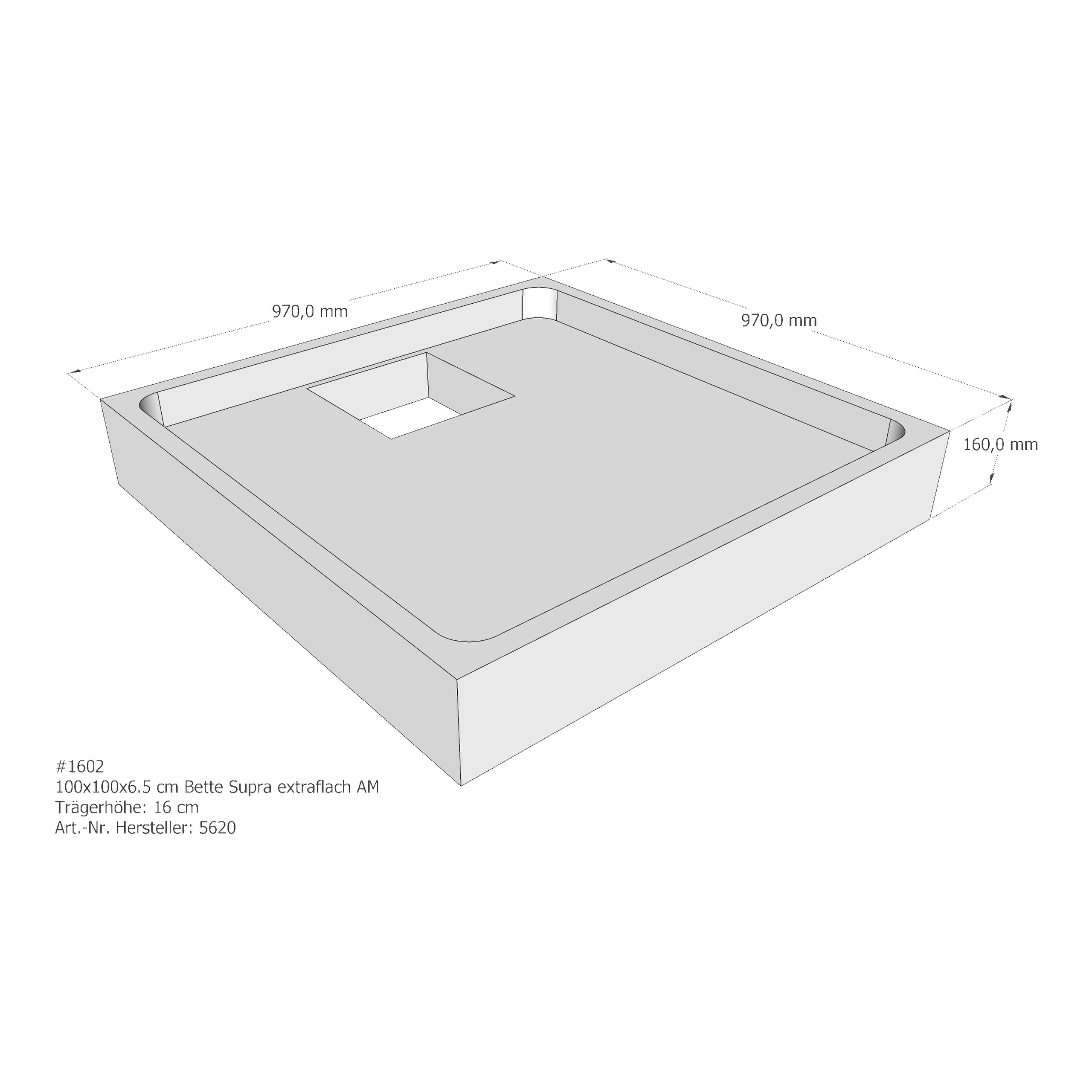 Duschwannenträger für Bette BetteSupra (extraflach) 100 × 100 × 6,5 cm