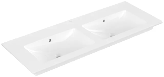 Villeroy & Boch Doppelwaschtisch „Venticello“ 1300 × 500 × 170 mm, für Becken mittig, ohne Hahnlochbohrung in Weiß Alpin Villeroy & Boch Doppelwaschtisch „Venticello“ 1300 × 500 × 170 mm, für Becken mittig, ohne Hahnlochbohrung in Weiß Alpin