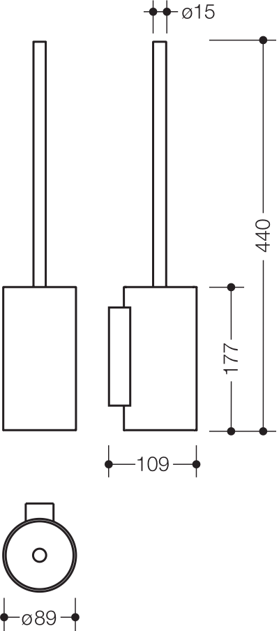 HEWI Toilettenbürstengarnitur „System 162“ 8,9 × 44 cm