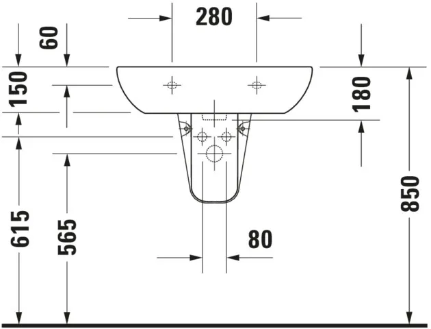 Wandwaschtisch „D-Code“, mit Überlauf 65 × 50 cm Wandwaschtisch „D-Code“, mit Überlauf 65 × 50 cm