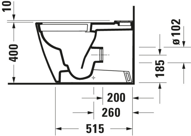 Stand-WC Kombi 650mm Viu, Weiß rimless, TS, Abgang vario