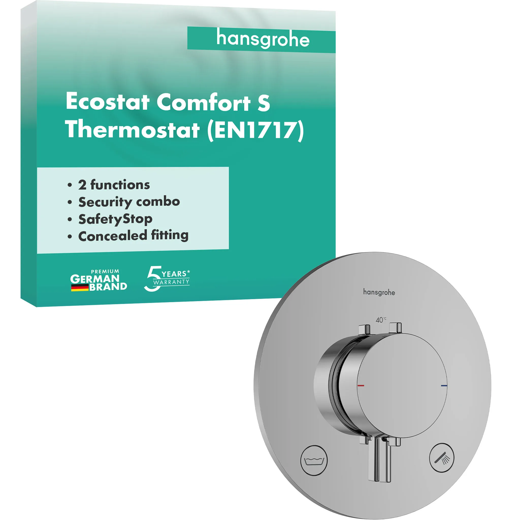 Hansgrohe Unterputz-Armatur „Ecostat Comfort S“ Ausladung 0 mm in Chrom