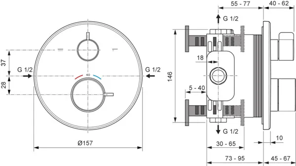 Ideal Standard Badethermostat Ceraplus Safe Rosette Chrom d:163mm Unterputz Ideal Standard Badethermostat Ceraplus Safe Rosette Chrom d:163mm Unterputz