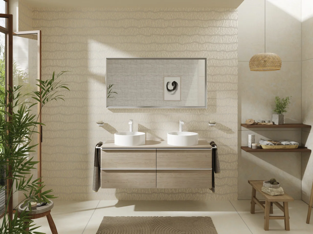 Hansgrohe Xarita E Spiegel 1400/700/50 mm, Mattweiß, LED-Beleuchtung mit Infrarotsensor, stufenlos dimmbar, AntiFog, Wandmontage
