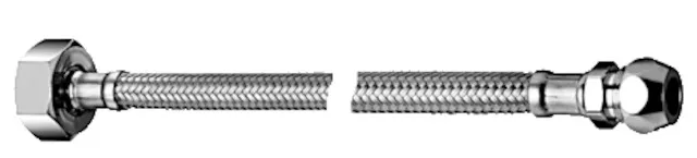 Schlauch Clean-Fix S, flexibel, 300 mm, Überwurfmutter G 3/4 IG mit Plombiervorrichtung und vormontierter Dichtung, Zugfeste Messing-Konus-Quetschverschraubung Ø 10 mm (DN 10 G 3/8 AG)