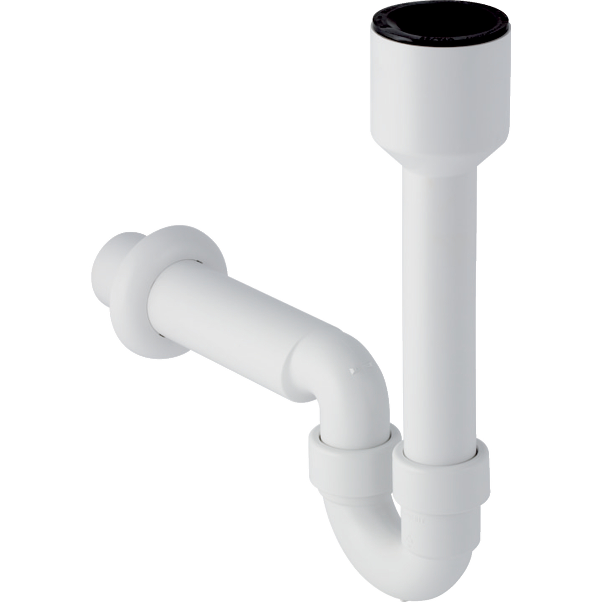 Rohrbogengeruchsverschluss für Ausgussbecken, mit Wandrosette, Abgang horizontal: d=40mm, weiß-alpin Rohrbogengeruchsverschluss für Ausgussbecken, mit Wandrosette, Abgang horizontal: d=40mm, weiß-alpin