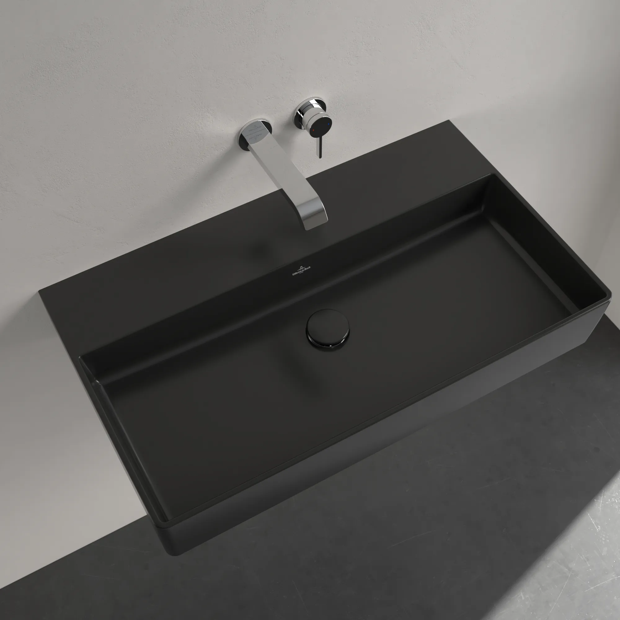 Villeroy & Boch Memento 2.0 Wandwaschbecken, 800x470x140mm, Pure Black CeramicPlus