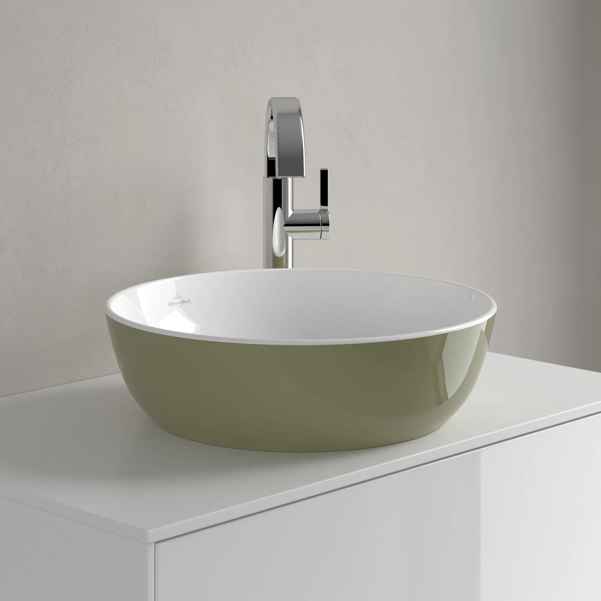 Villeroy & Boch Aufsatzwaschtisch aus TitanCeram „Artis“ ⌀ 430 mm in Sage Green