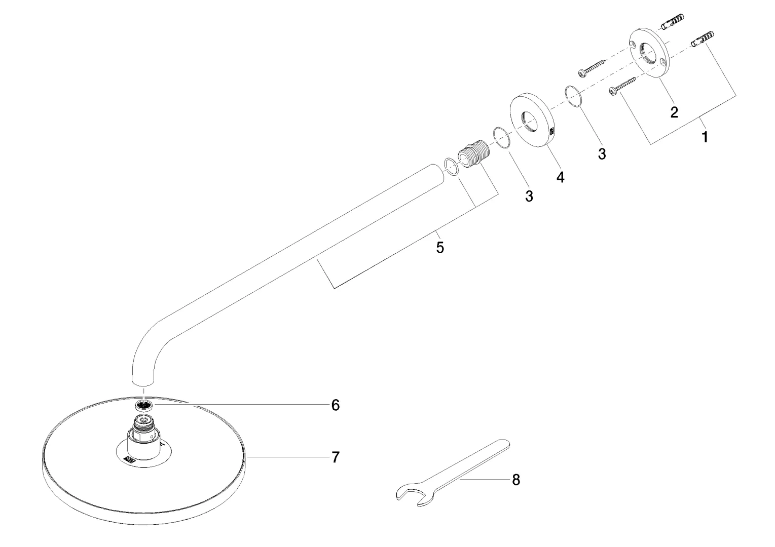 Regenbrause mit Wandanbindung SERIENSPEZIFISCH Chrom 28649970 Regenbrause mit Wandanbindung SERIENSPEZIFISCH Chrom 28649970