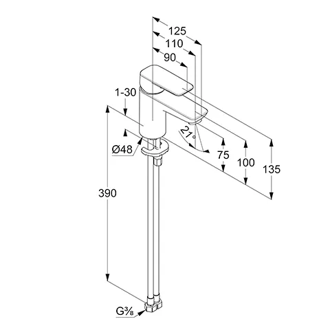 Kludi PURE&STYLE Waschtisch-EHM 75 chrom Kludi PURE&STYLE Waschtisch-EHM 75 chrom