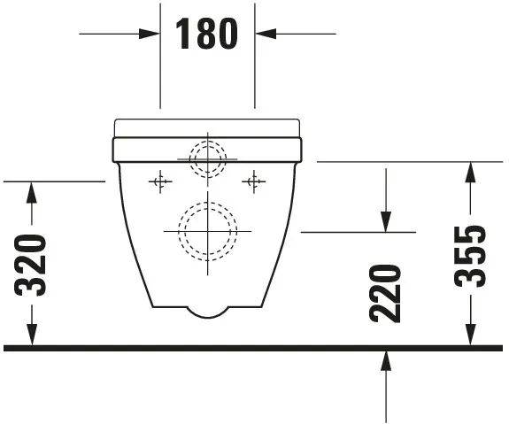 Wand-Tiefspül-WC Compact „Starck 3“ 36,5 × 35,5 × 48 cm, Befestigung sichtbar, mit Spülrand, Abgang waagerecht