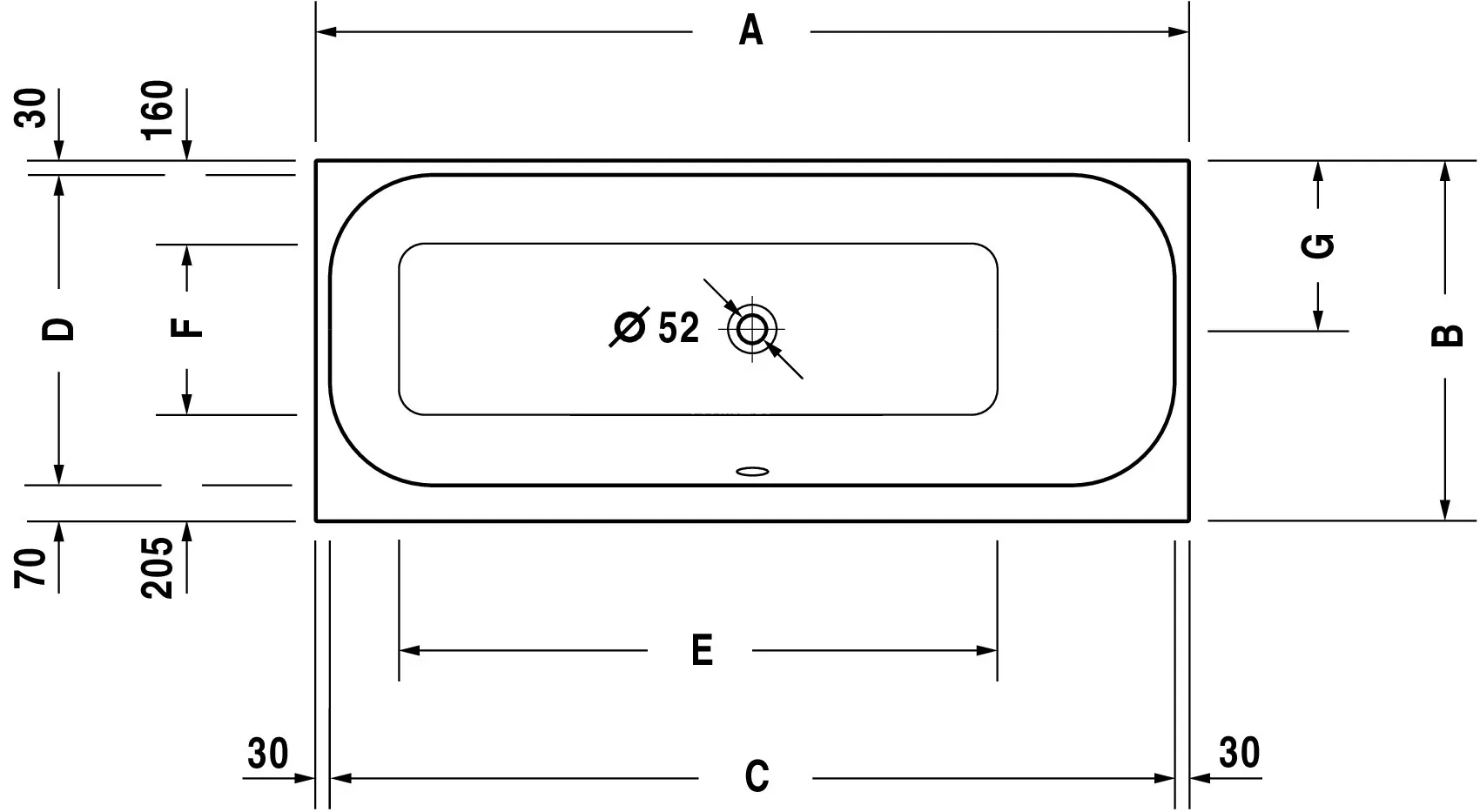 Duravit Badewanne „Happy D.2“ rechteck 160 × 70 cm