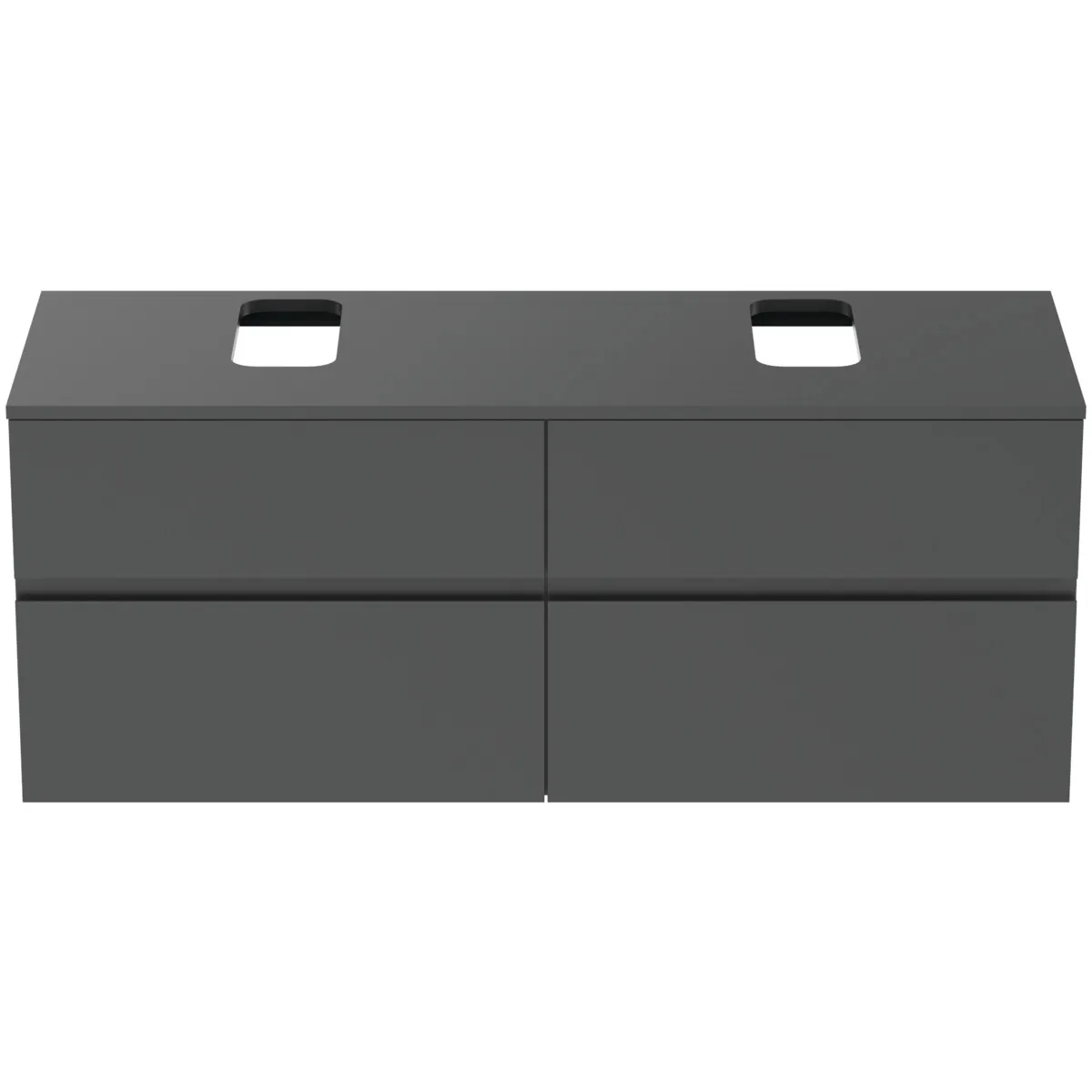 Ideal Standard Waschtischunterschrank Finesse Anthrazit matt 1402x505x558 mm 4 Schubladen mit Softclose-Mechanismus
