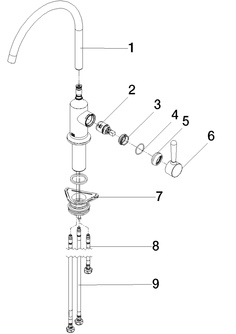 Dornbracht VAIA Einhebelmischer Chrom gebürstet (Edelstahl-Look), Ausladung 241 mm, schwenkbarer Auslauf 360°, luftangereicherter Strahl, max. Durchfluss 7 l/min bei 3 bar Fließdruck