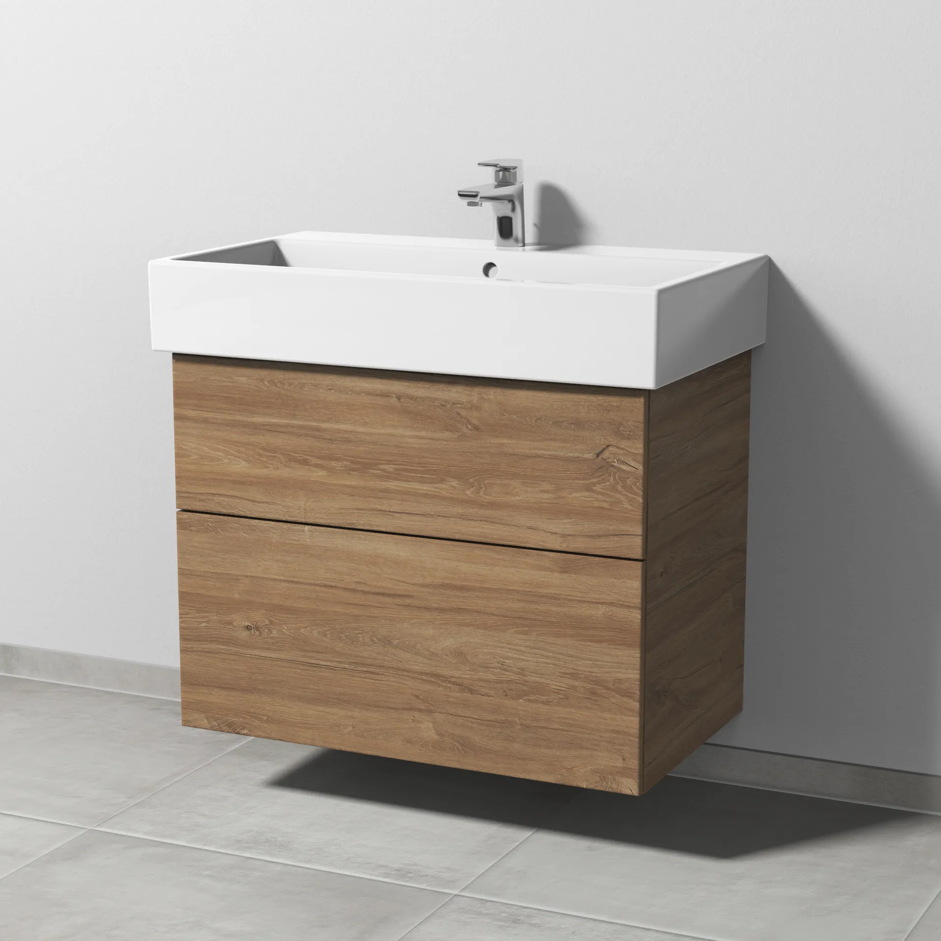 Sanipa Waschtischunterschrank „3way“ passend zu Keramik-Waschtische Vero Air von Duravit 750 × 591 × 447 mm in Eiche Kansas
