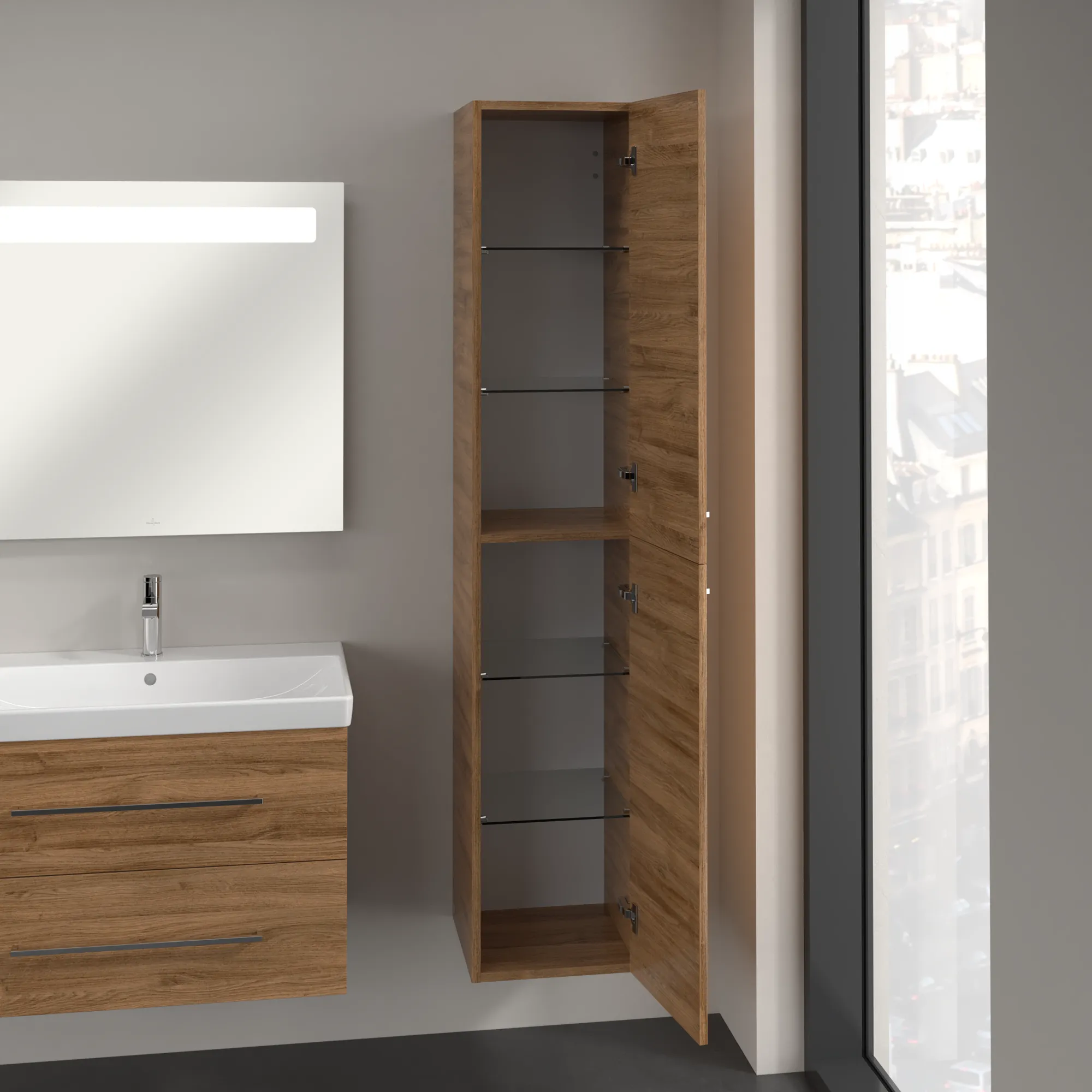 Villeroy & Boch Hochschrank „Avento“ 35 × 176 × 37,2 × 37,2 cm Kansas Oak, Anschlag rechts, Soft Closing, 2 Türen Villeroy & Boch Hochschrank „Avento“ 35 × 176 × 37,2 × 37,2 cm Kansas Oak, Anschlag rechts, Soft Closing, 2 Türen