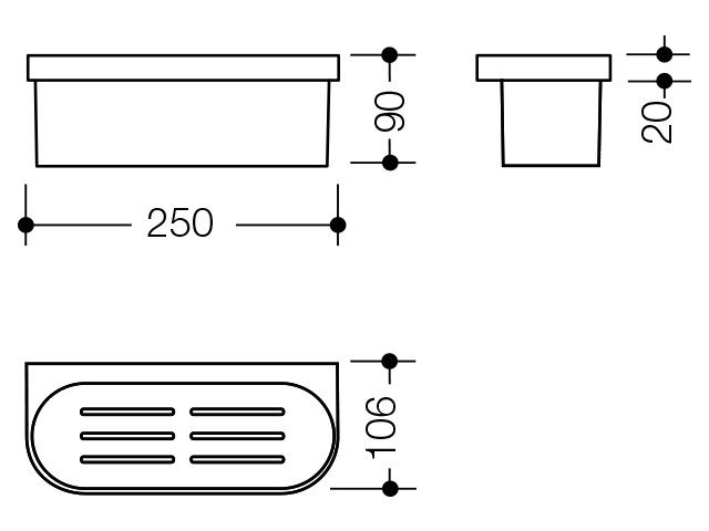 HEWI Korb „System 800 K“ 10,6 × 25 × 10,6 × 9 cm