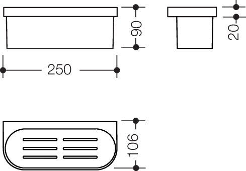 HEWI Duschkorb „System 800“ 10,6 × 25 × 9 cm