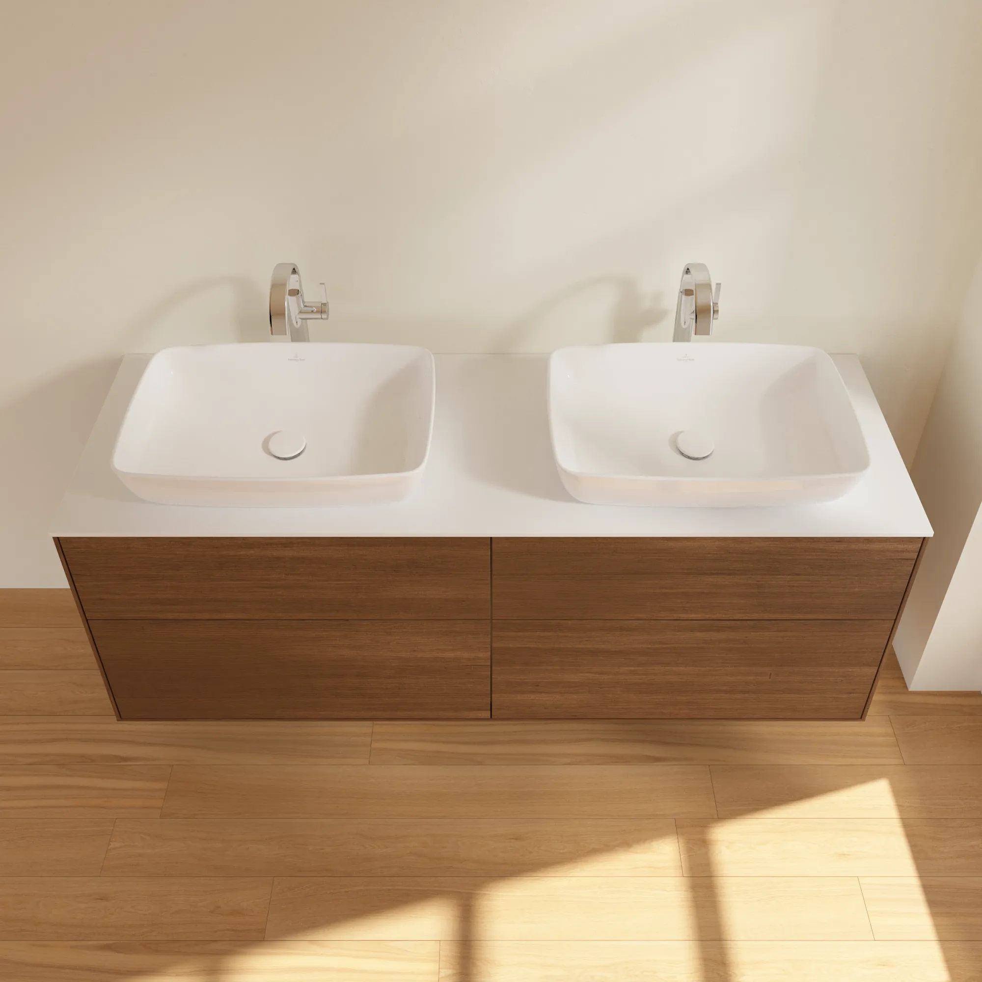 Villeroy & Boch Waschtischunterschrank „Finion“ für Schrankwaschtisch 160 × 60,3 × 50,1 cm 4 Schubladen, für 2 Waschbecken links und rechts