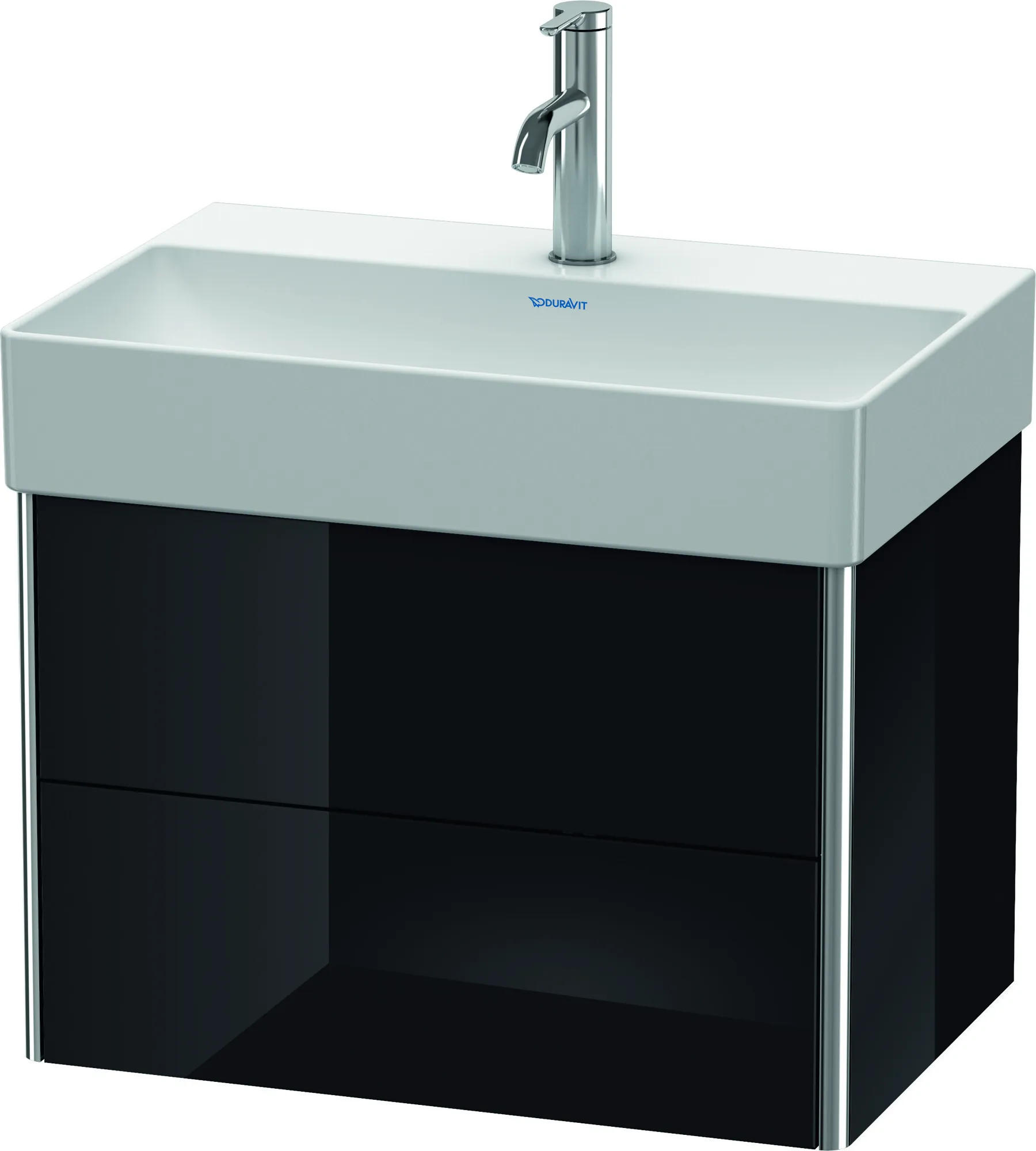 Duravit Waschtischunterschrank wandhängend „XSquare“ 58,4 × 39,7 × 39 cm Schwarz Hochglanz