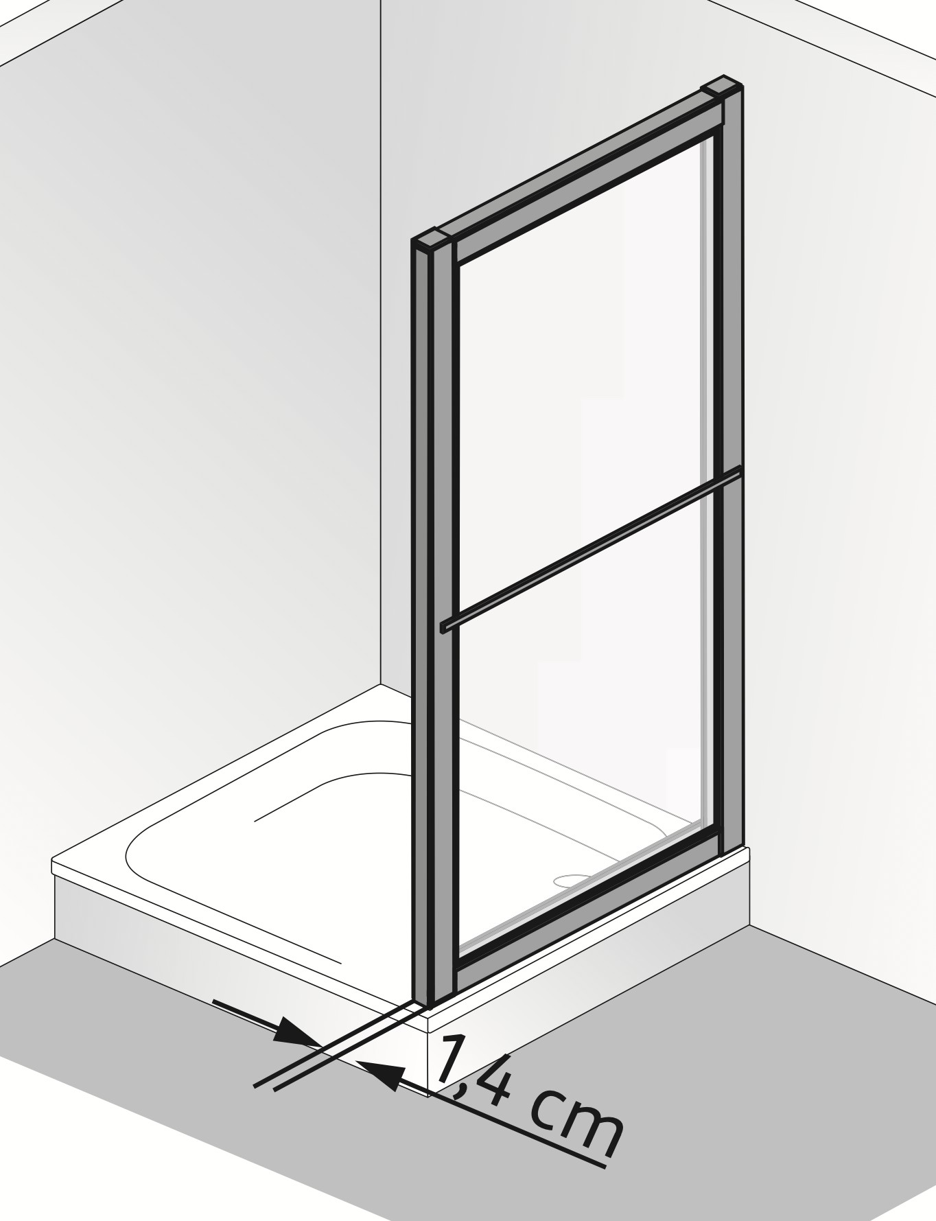 HSK gerahmte Seitenwand für Schiebetür „Prima“ 80 × 150 cm Profile Weiß HSK gerahmte Seitenwand für Schiebetür „Prima“ 80 × 150 cm Profile Weiß