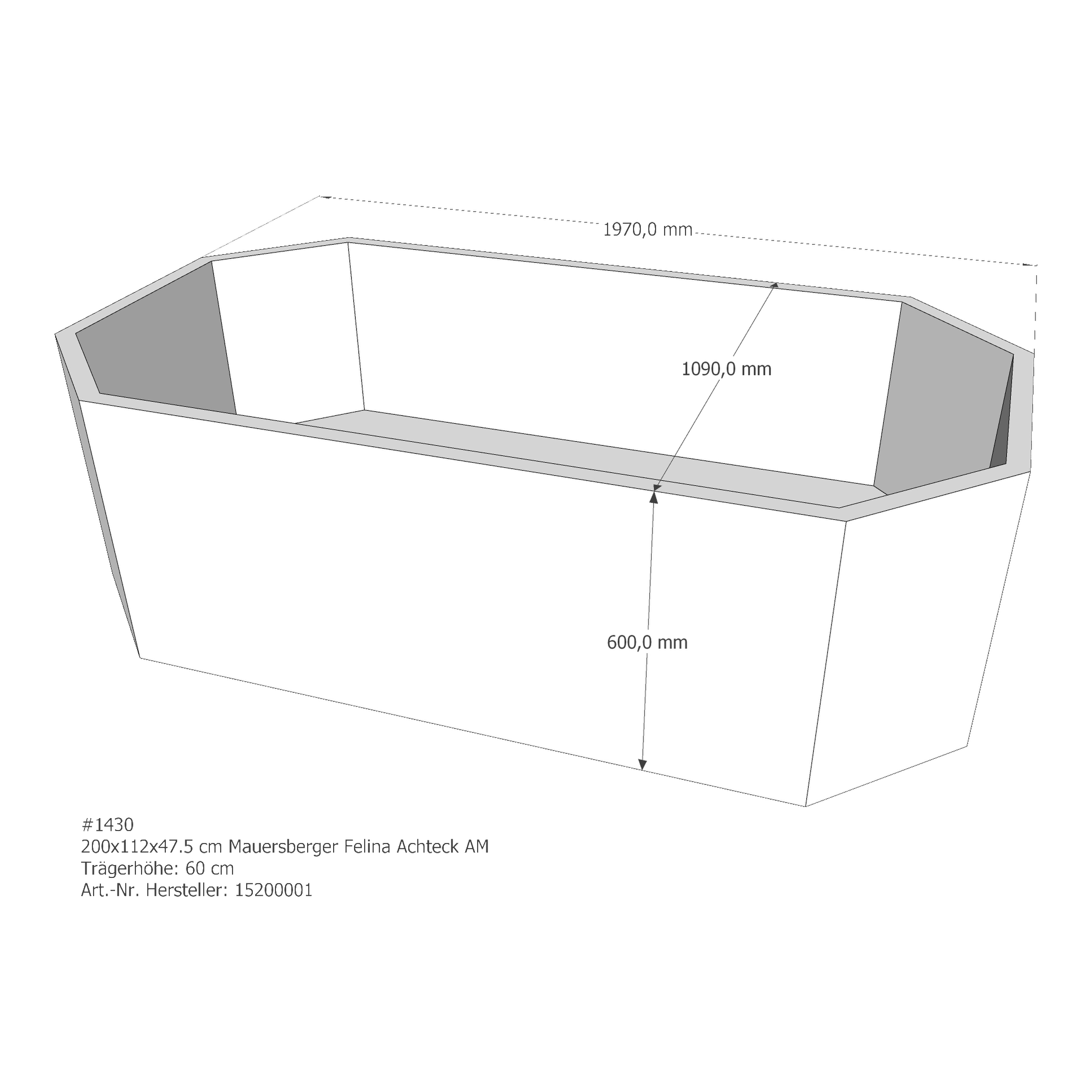 Badewannenträger für Mauersberger Felina 200 × 112 × 47,5 cm Badewannenträger für Mauersberger Felina 200 × 112 × 47,5 cm